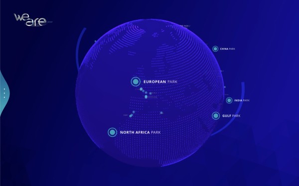 Borne tactile présentée au salon du Bourget pour illustrer l'implantation du groupe WeAre.