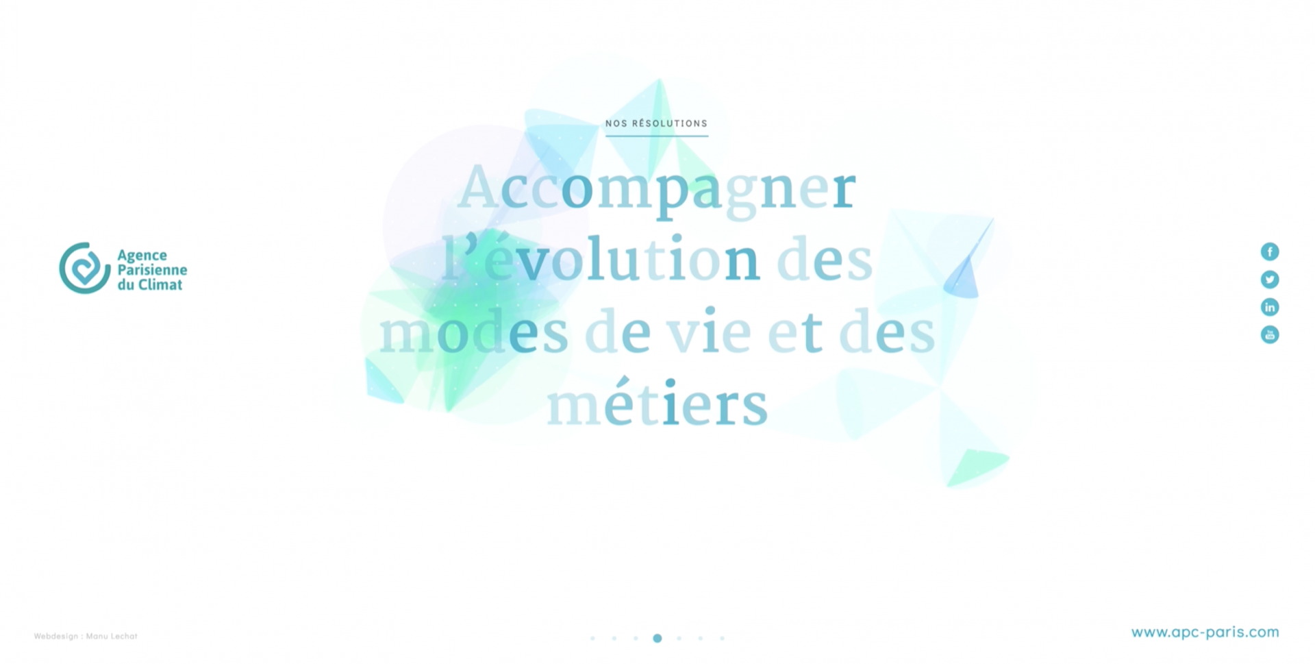 Carte de voeux interactive de l'agence parisienne du climat. sur de graphisme génératif et d'animation programmée en javascript